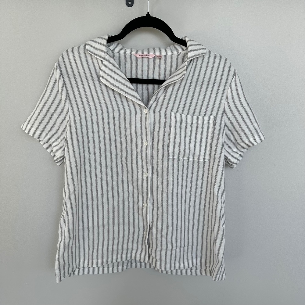 la Vie en Rose Striped Button-Down Top (M)